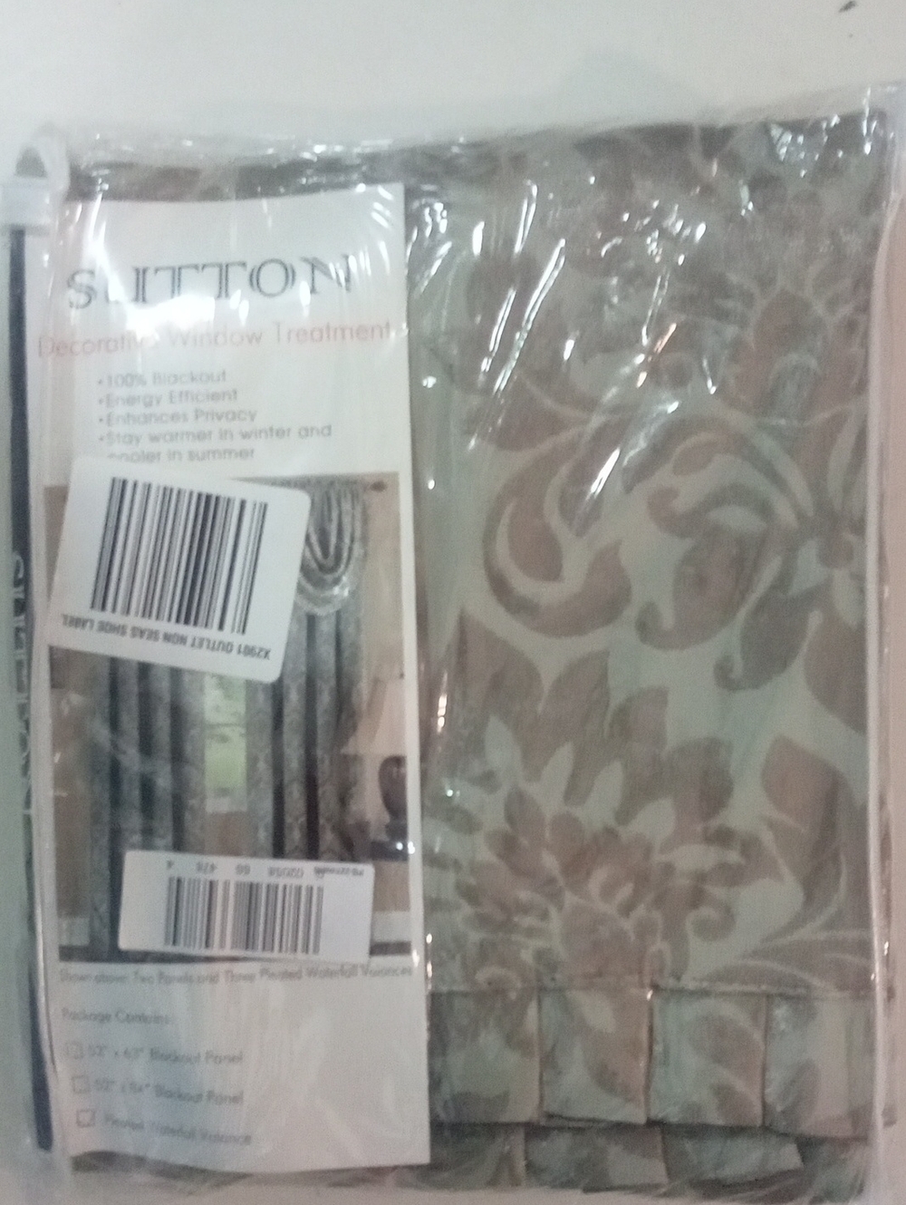 Achim Home Decor Green Floral Window Waterfall Valance NWT $35